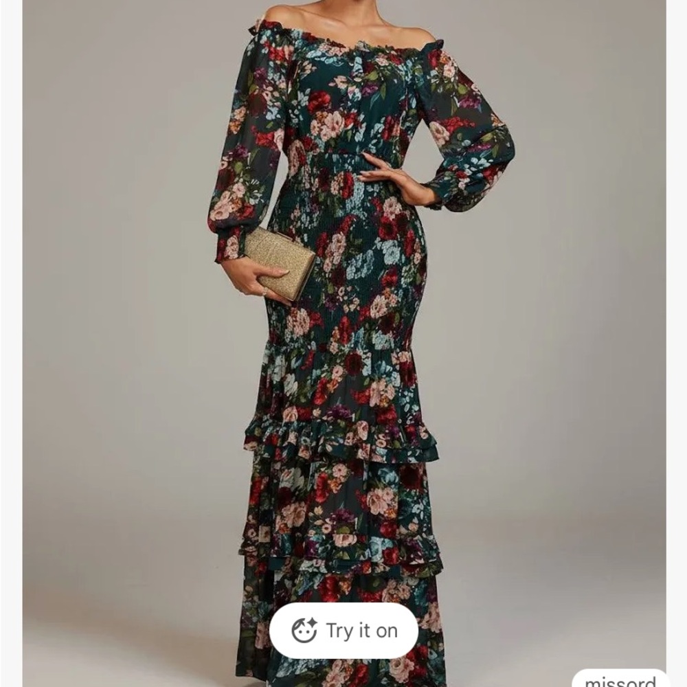 Miss ord floral green maxi dress